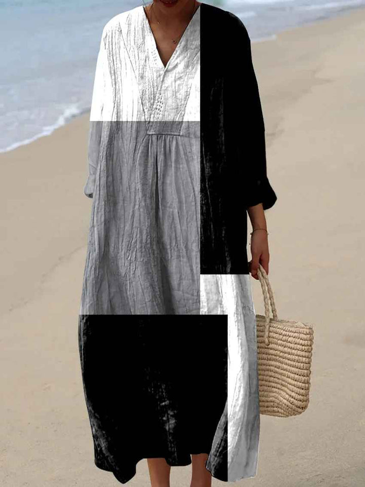 Elegant casual women's colorful patchwork maxi dress, a vibrant and comfortable everyday dress with a bohemian flair.