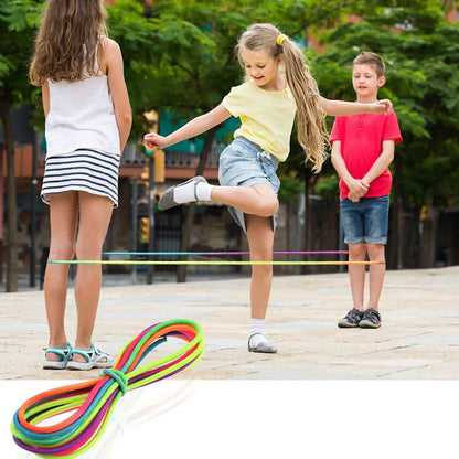 Vibrant rainbow jump rope for kids, perfect for outdoor active play and exercise fun