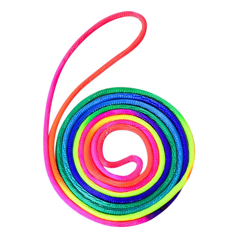 Kids' rainbow jump rope, durable and colorful, designed for outdoor sports and game activities
