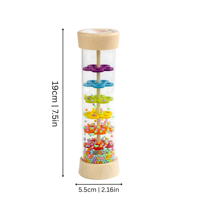 Unisex kids' educational sensory rainmaker rattle with colorful wooden beads, perfect baby toy.
