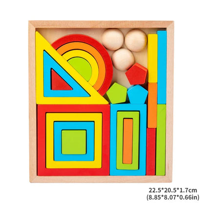 Eco-friendly wooden rainbow stacking blocks, a durable and safe building toy for educational play.