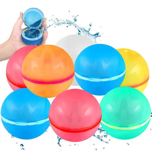 Vibrant reusable magnetic water balloons in blue and orange for eco-friendly outdoor water fun.