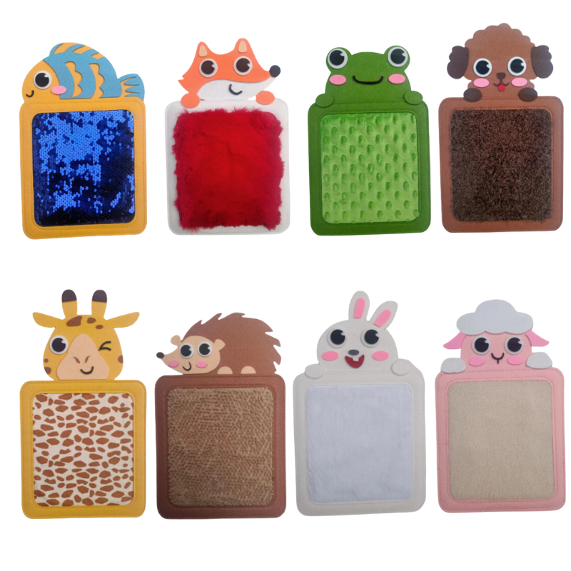 Colorful tactile animal pads designed for sensory play, supporting kids' development and engaging baby toys