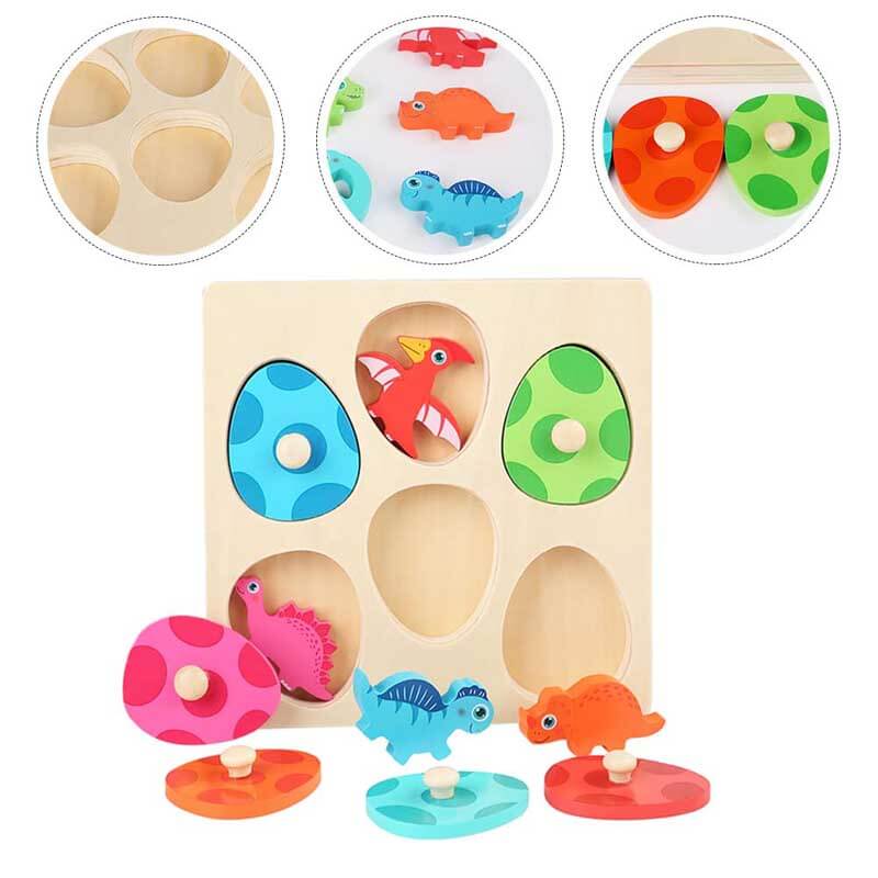 Educational wooden dinosaur puzzle featuring a Stegosaurus design, ideal for children's gifts and learning.