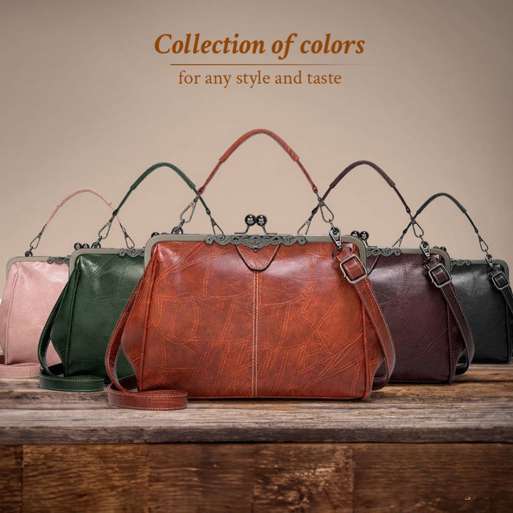 Classic women's pink leather shoulder bag, elegant and durable design.