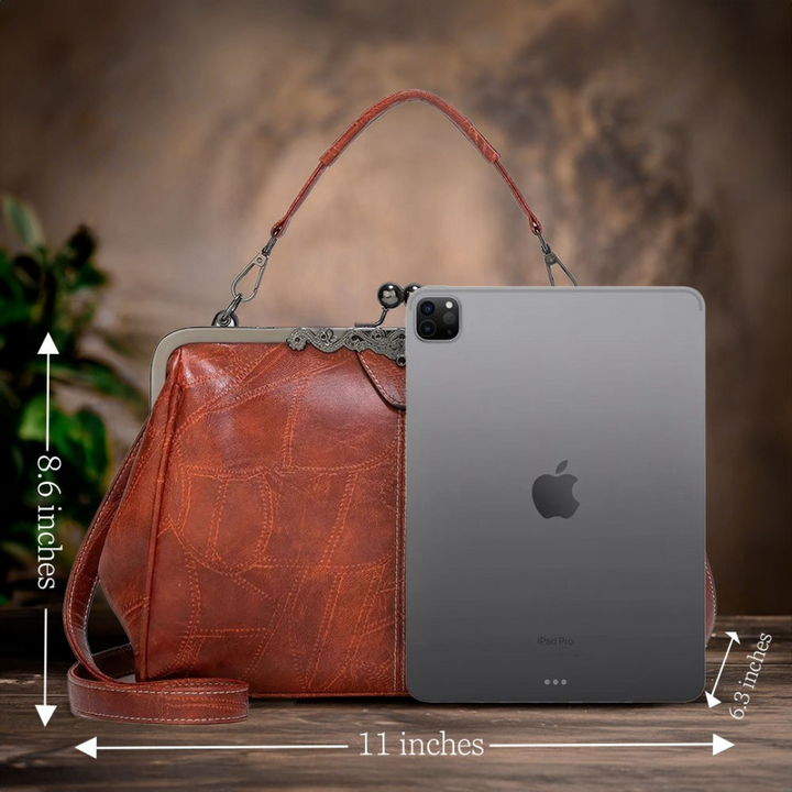 Sophisticated women's vintage genuine leather shoulder bag, charming style.