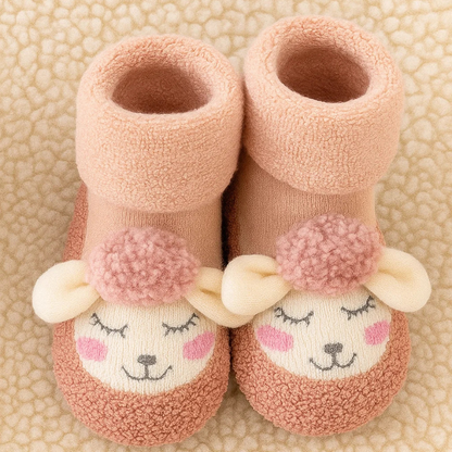 Bundle of multi-colored unisex warm anti-slip kids socks, ideal for indoor wear