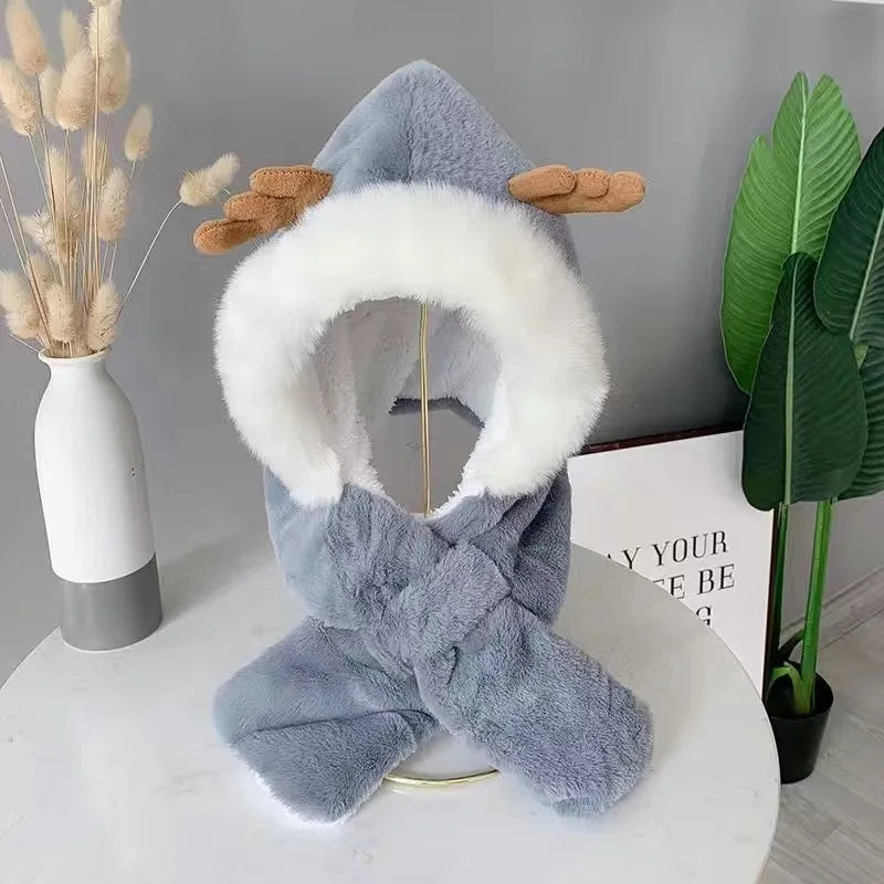 Children's winter essential: cozy animal ear hat and scarf set in soft cotton for toddlers