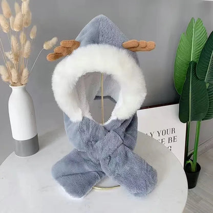 Children's winter essential: cozy animal ear hat and scarf set in soft cotton for toddlers