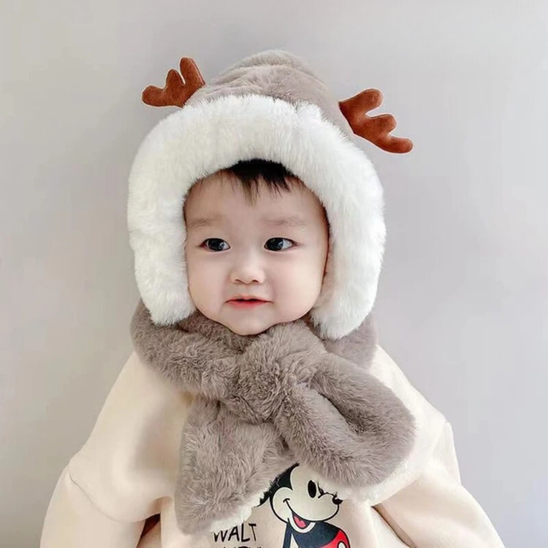 Warm and stylish baby & toddler animal ear hat and scarf set, ideal kids winter accessories