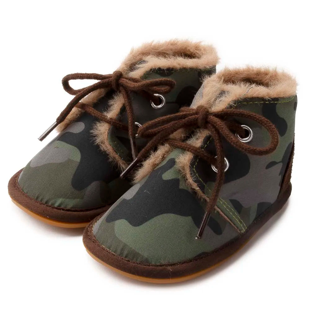 Soft-soled baby winter shoes, providing warmth and a secure non-slip grip for infants.