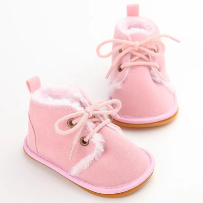 Warm and fuzzy infant crib shoes, designed for maximum comfort and non-slip safety.