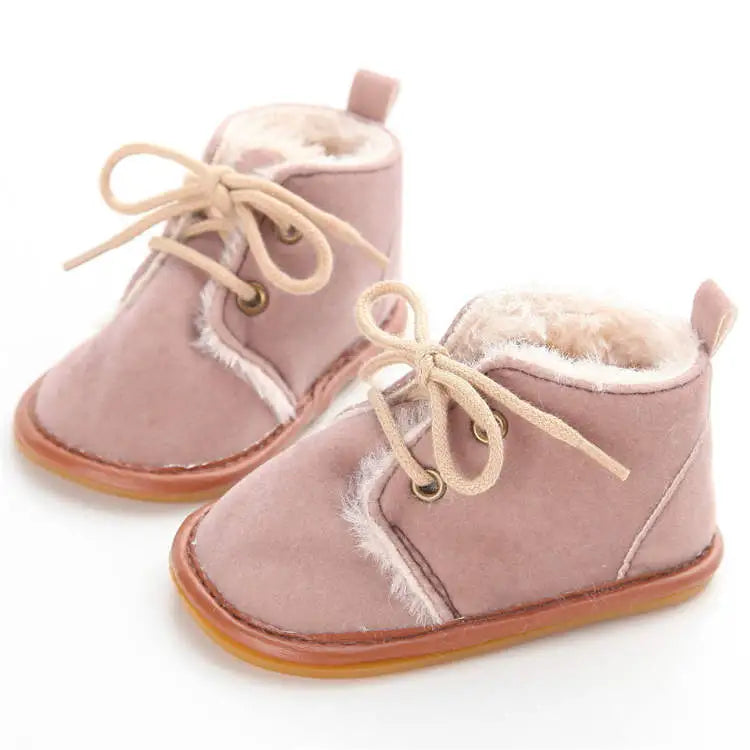 Infant first walker crib shoes, warm and secure, essential baby accessory for winter.
