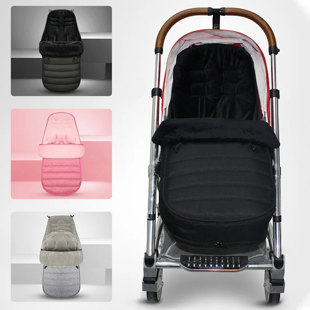 Warm baby stroller sleeping bag, grey, cozy footmuff for winter newborn travel