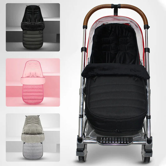 Warm baby stroller sleeping bag, grey, cozy footmuff for winter newborn travel
