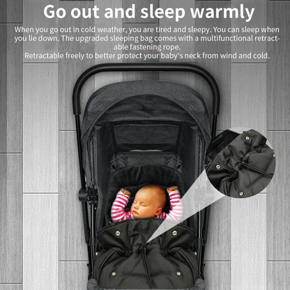 Footmuff for prams, patterned, ensures baby is warm and comfortable in winter