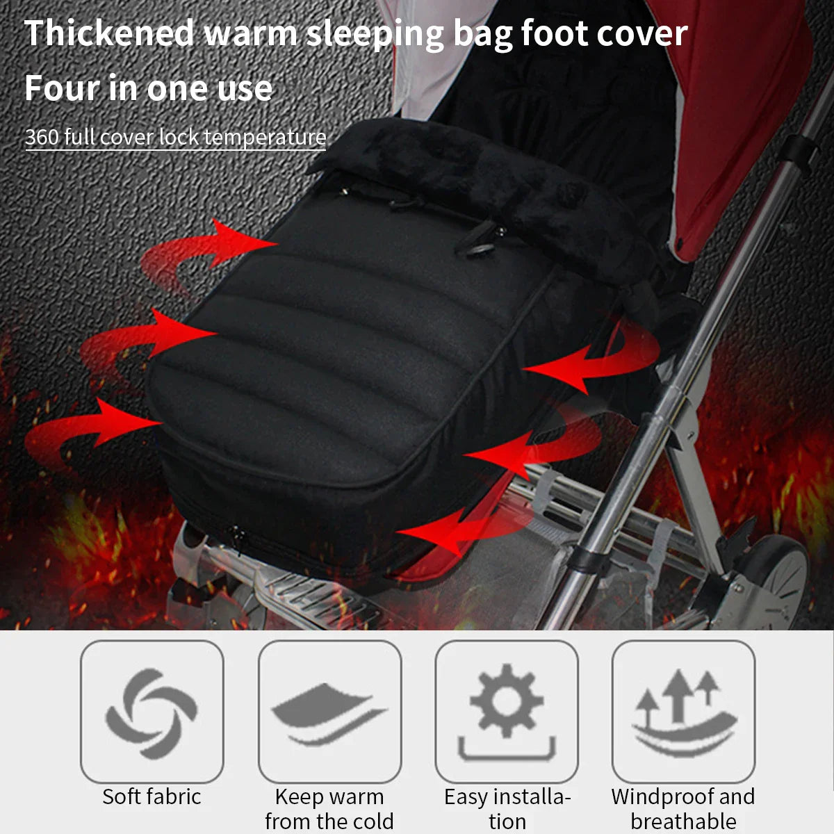 Breathable baby stroller sleeping bag, grey, perfect for cold weather infant safety