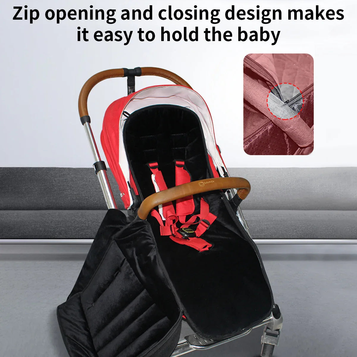 Multi-functional baby footmuff, grey, acts as sleeping bag and pram liner, winter