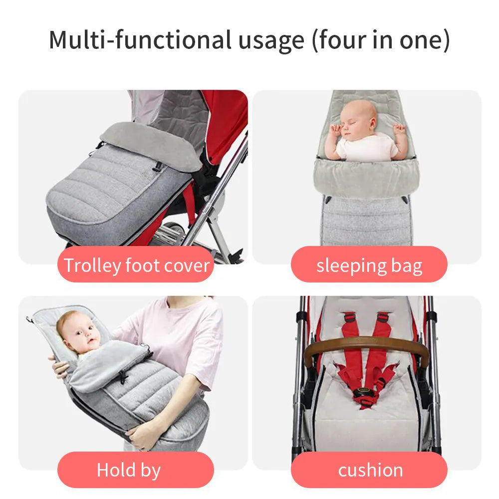 Beige baby stroller sleeping bag, luxurious, plush interior for winter infant
