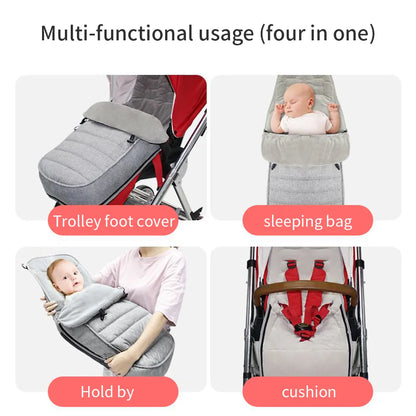 Beige baby stroller sleeping bag, luxurious, plush interior for winter infant