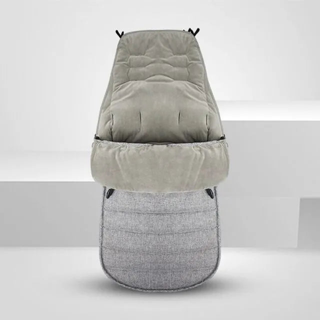 Baby stroller sleeping bag with hood, white, ultimate warmth for newborn travel