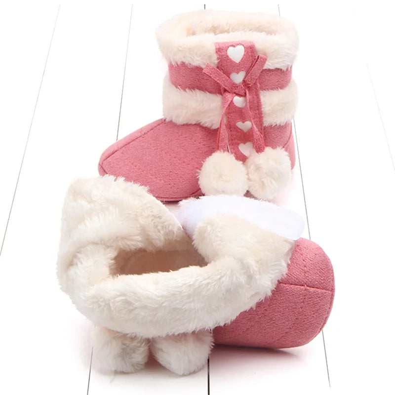 Close-up of cozy baby winter boots with soft lining, ideal for infant shoes and warmth