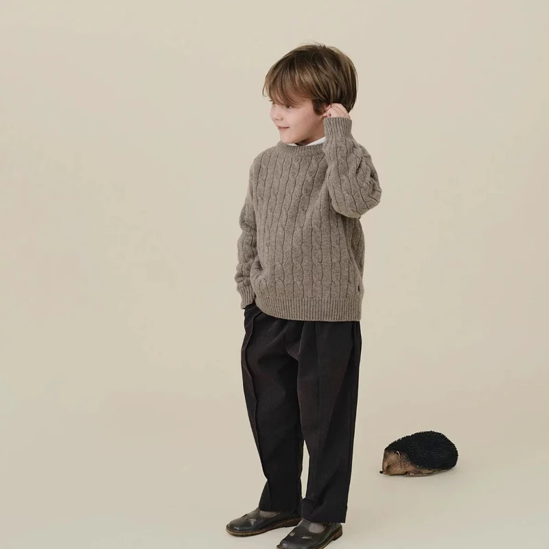 Warm beige wool blend children's sweater, comfortable winter wear for toddlers
