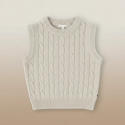 Versatile gray wool blend kids' vest, offering warmth and style for any child