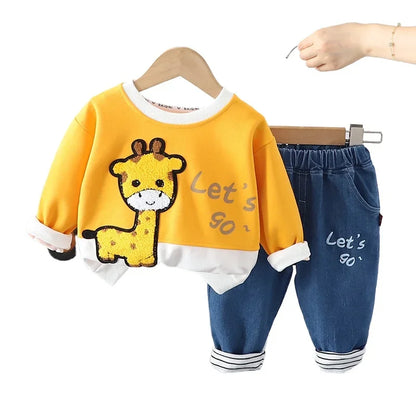 Cozy green toddler clothes set, unisex hoodie and pants perfect for baby winter outfits