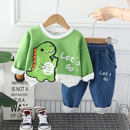 Brown kids clothing set folded, showcasing the warm and soft cotton blend material