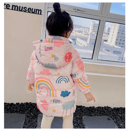 Kids' winter coat, showing the padded texture and quality stitching.
