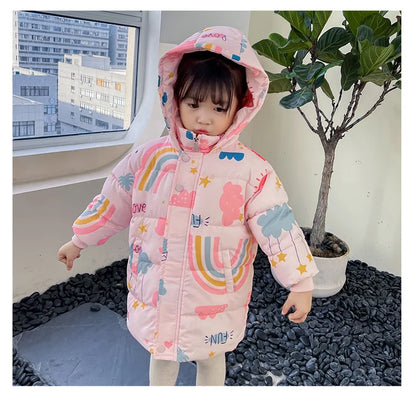 Folded warm cotton blend jacket, compact for easy storage and travel.