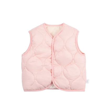 Kids' cotton puffer vest in a vibrant yellow, ideal bodywarmer for active boys and girls in winter.