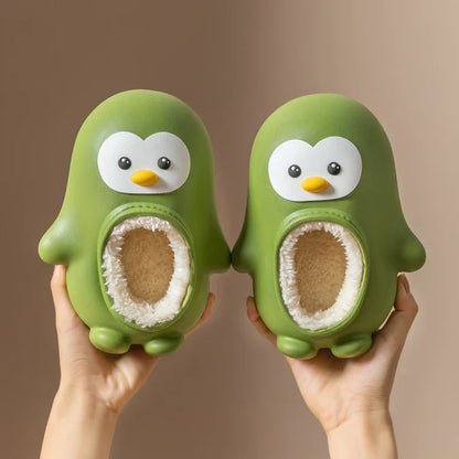 Soft, warm penguin slippers for kids, great for cold floors, anti-slip