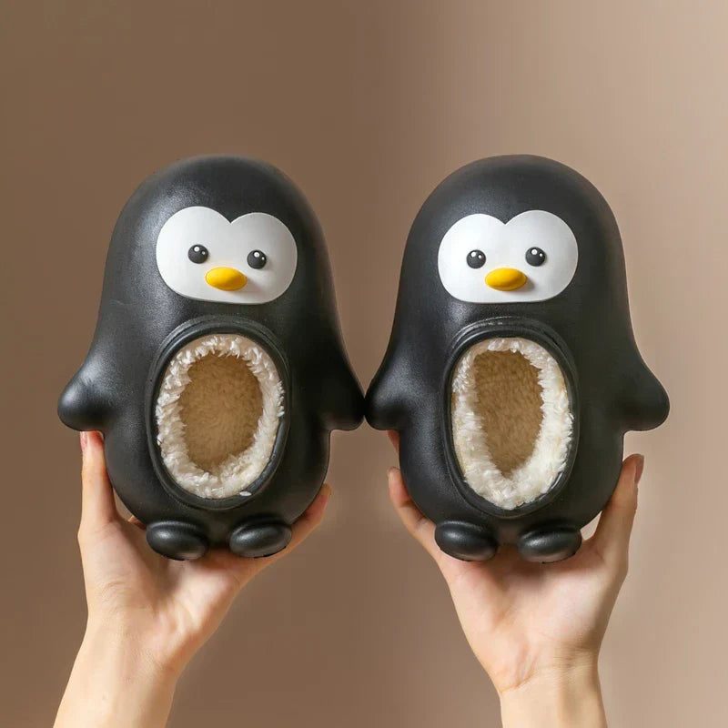 Baby & toddler's warm penguin slippers, cozy indoor shoes for playful kids
