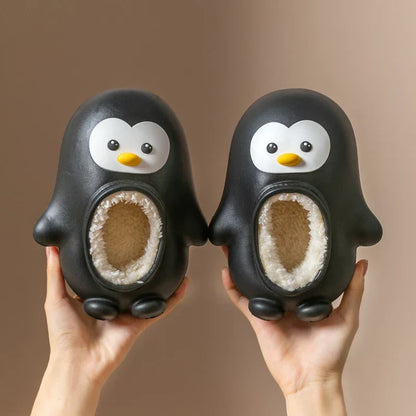 Baby & toddler's warm penguin slippers, cozy indoor shoes for playful kids