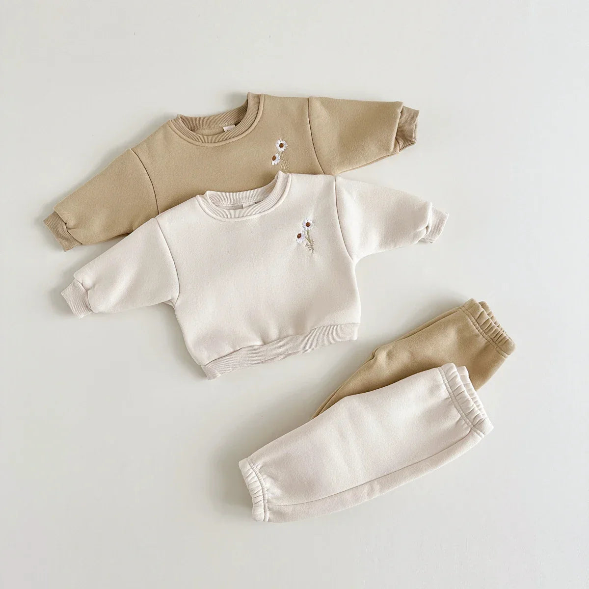 Unisex baby & toddler floral winter tracksuit, including embroidered jacket and matching pants