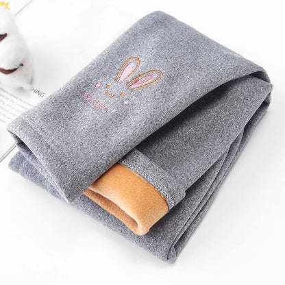 Soft-touch rabbit print leggings designed for baby and toddler girls