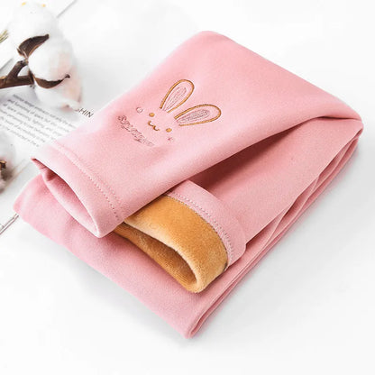 Durable rabbit pattern leggings, excellent kids clothing for active winter play