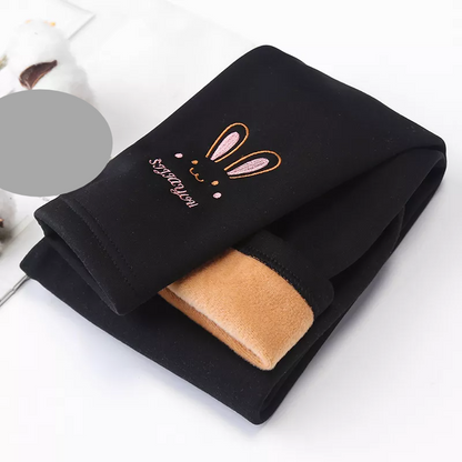 Fashionable rabbit print leggings for girls, enhancing any cozy outfit