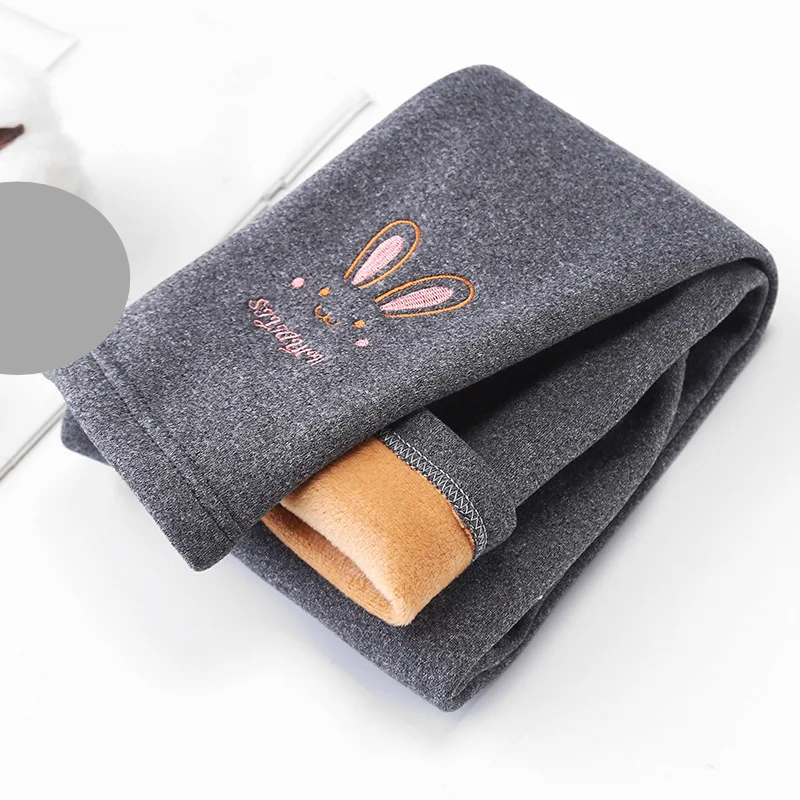 Warm rabbit leggings with flexible fabric, ensuring comfort for growing girls
