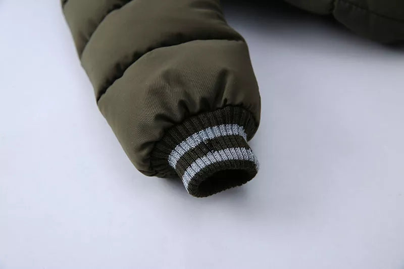 Inside view of a warm hooded puffer jacket for children, soft lining for boys and girls.