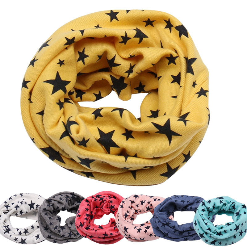 Warm kids winter scarf with playful fox print, soft cotton baby accessory for toddlers.