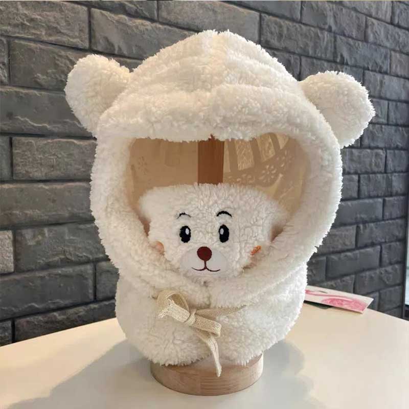 Plush hooded scarf hat with an integrated design for maximum warmth and ease