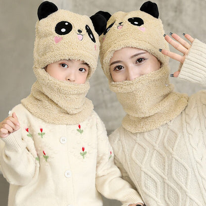Kids' adorable plush animal ear hooded scarf, a warm accessory for winter days