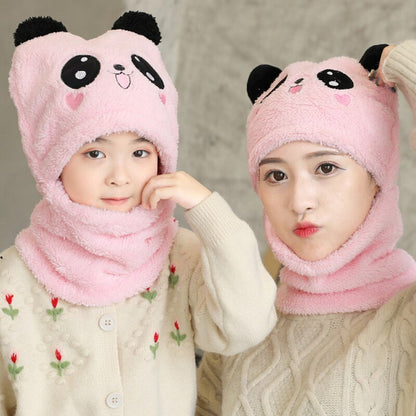 Children's plush hooded scarf with ear flaps, offering ultimate warmth and comfort