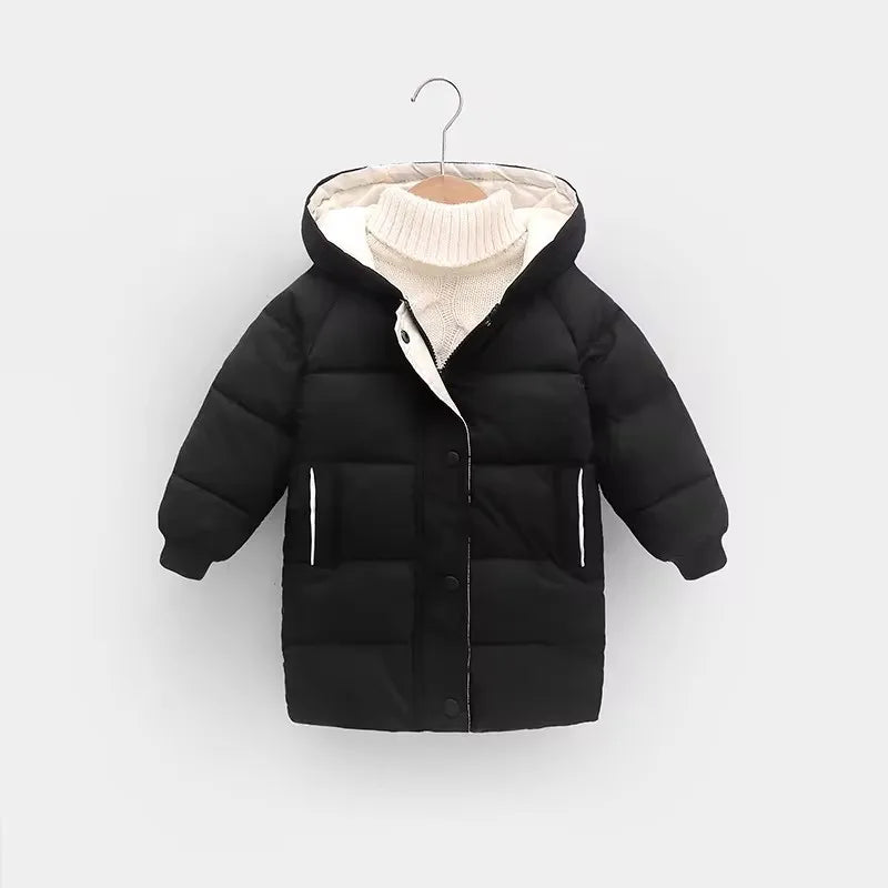 Detailed image of the inner lining of a kids warm waterproof winter coat, showcasing insulation.