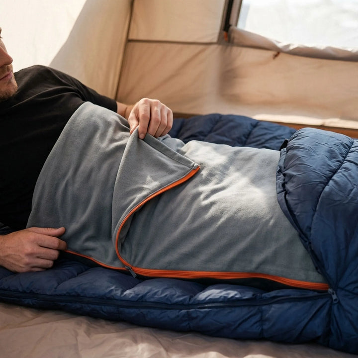 Warm unisex sleeping bag liner for camping & travel. Adds extra warmth for cold outdoor adventures & hiking.