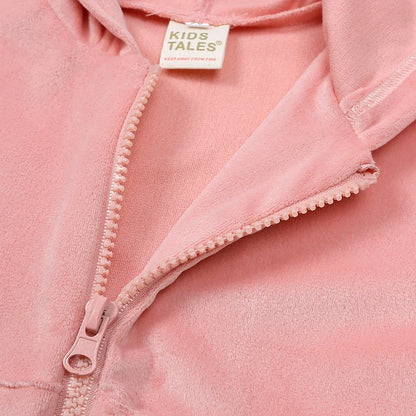 Kids' warm velvet zippered tracksuit; a complete outfit for cold weather play