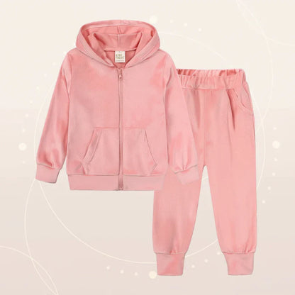 Boys and girls warm velvet tracksuit set, perfect for staying active and cozy